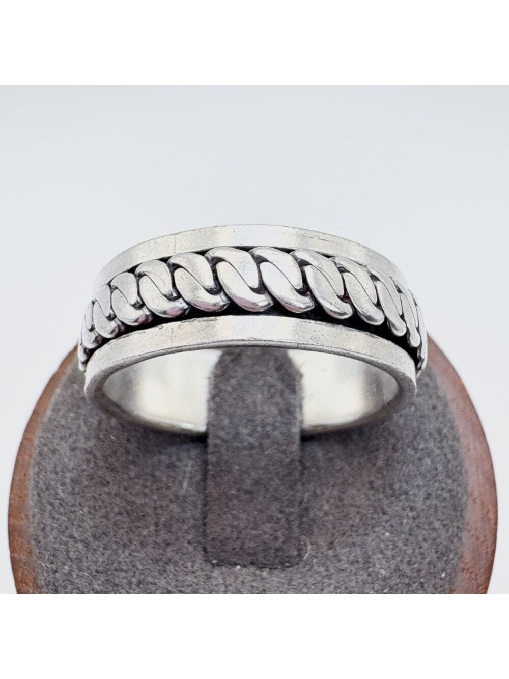Interlocking Rope Design Sterling Silver 925 Spinner Band Ring Size 12.5